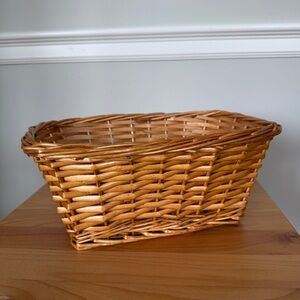 Vintage Wicker Rectangular Basket Classic MCM Tan/Lt Brown Apprx 11x7.5x4.75 EVC